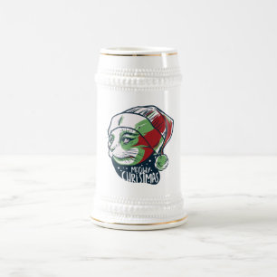 Chope À Bière Chat Meow avec chapeau de Père Noël