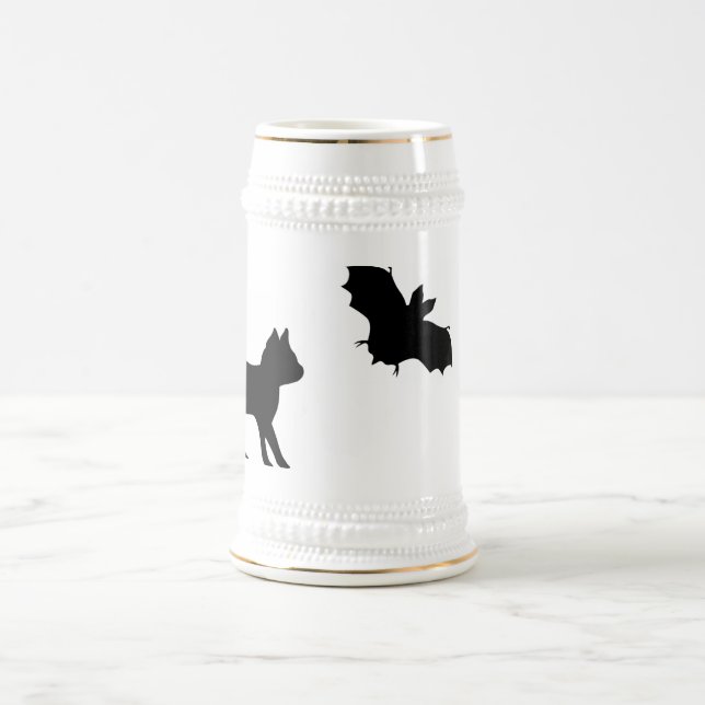 Chope À Bière Chat noir avec chauve-souris (Centre)