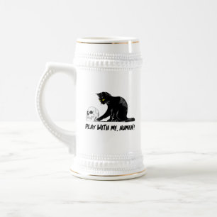 Chope À Bière Chat Noir Avec Le Crâne Jouer Avec Moi Déplaisant