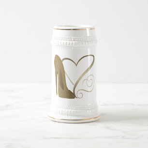Chope À Bière Chaussure stylet vintage et coeurs d'amour