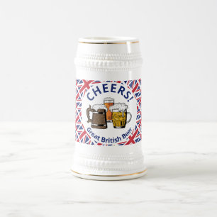 Chope À Bière Cheers UNION JACK Custom Cartoon Great British