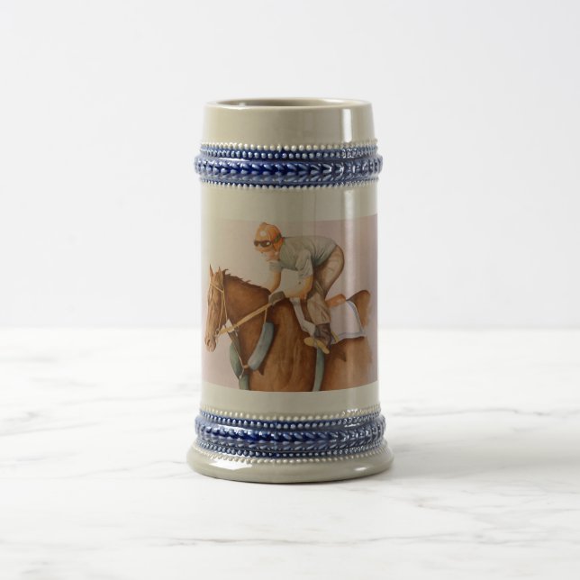 Chope À Bière Cheval de course et Jockey (Centre)