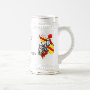 Chope À Bière Chevalier en art et texte brillants d'armure