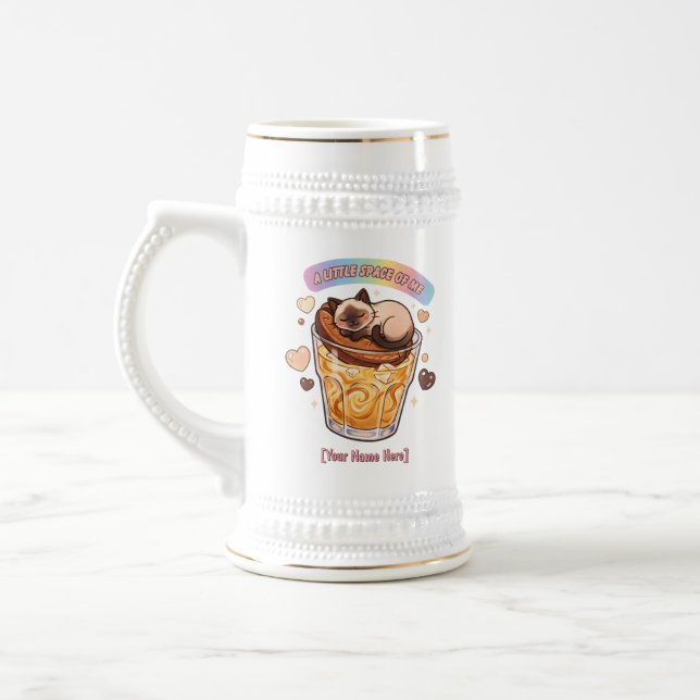 Chope À Bière Chibi Chat Siamois Endormi sur du Café  (Gauche)