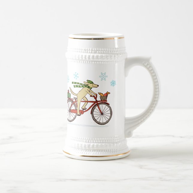 Chope À Bière Chien à vélo avec vacances écureuil mignon (Droite)
