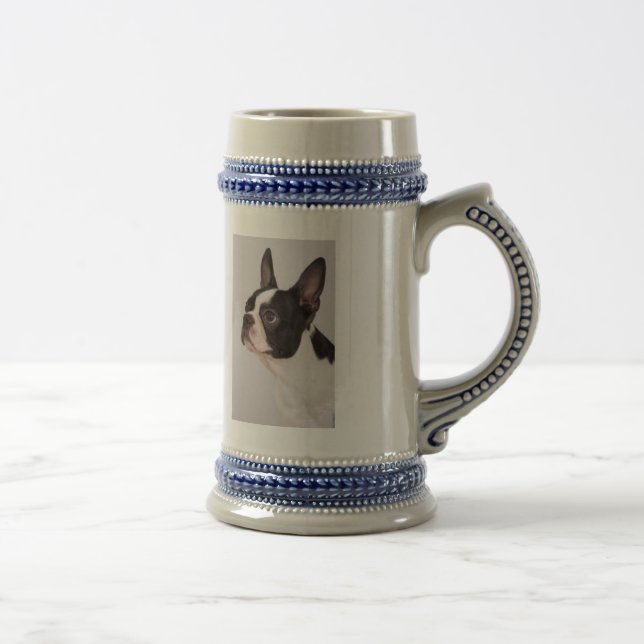 Chope À Bière Chien bleu Stein de Boston Terrier (Droite)