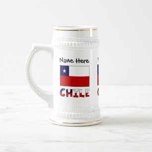 Chope À Bière Chili et Drapeau Chilien Personnalisés