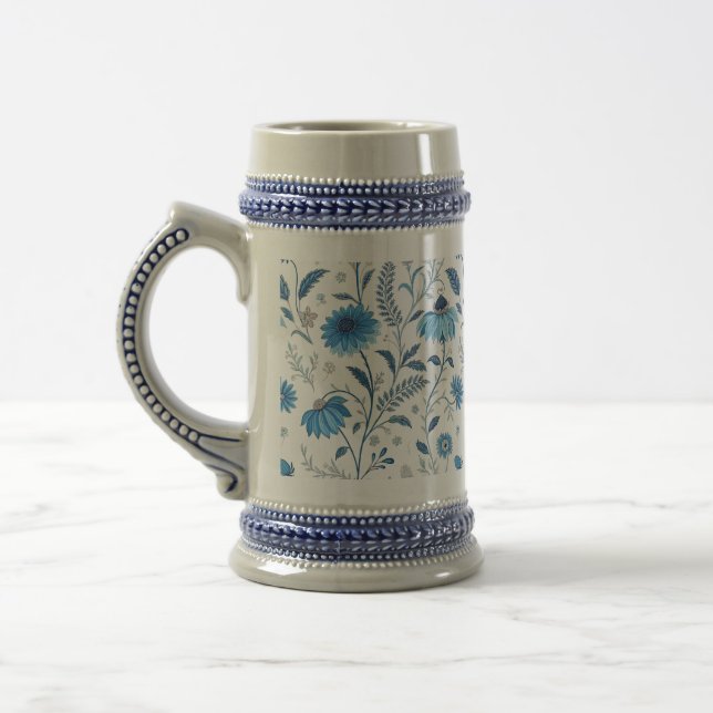 Chope À Bière Chinoiserie Blue Echinacea Pattern (Gauche)