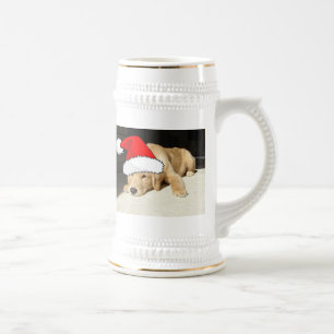 Chope À Bière Chiot de Noël Golden Retriever