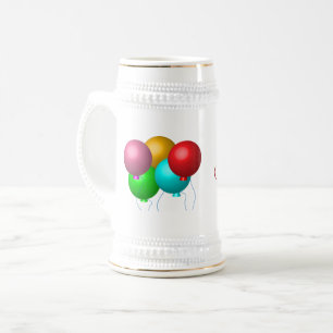 Chope À Bière Cinq ballons d'anniversaire Nom personnalisé