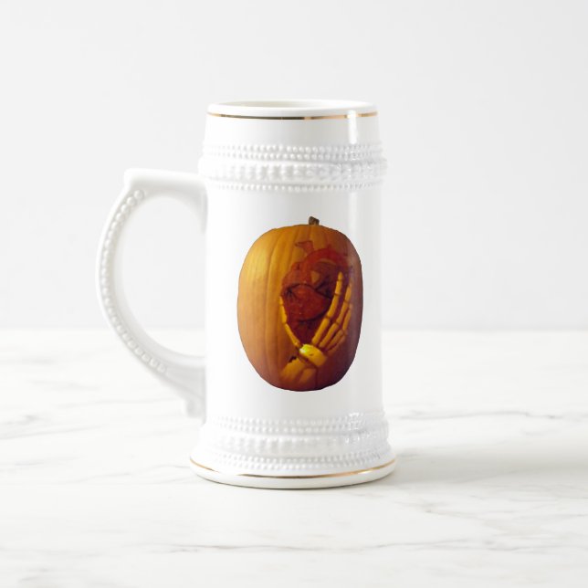 Chope À Bière Citrouille, Coeur dans la main de squelette (Gauche)