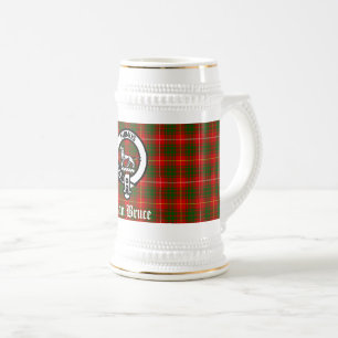 Chope À Bière Clan Bruce Crest Badge & Tartan Custom