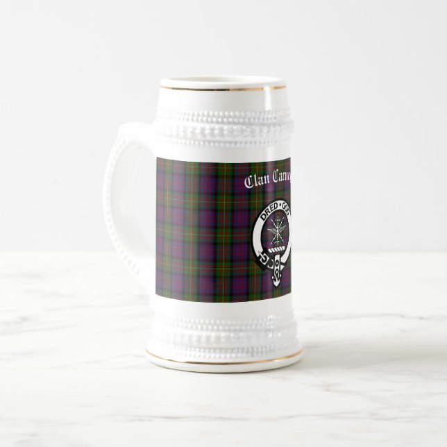 Chope À Bière Clan Carnegie Crest Badge et Tartan (Devant gauche)