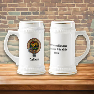 Chope À Bière Clan Cockburn Crest sur Tartan