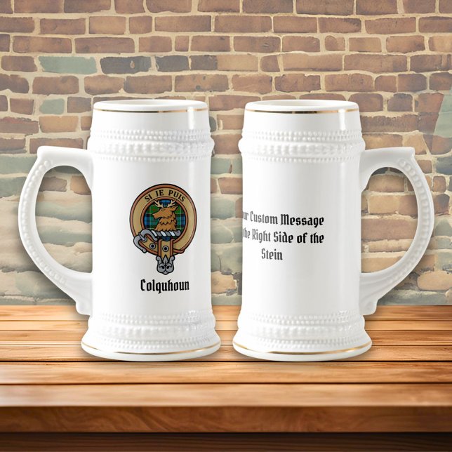 Chope À Bière Clan Colquhoun Crest sur Tartan (Créateur téléchargé)