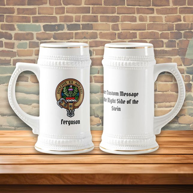 Chope À Bière Clan Ferguson Crest sur Tartan Beer Stein (Créateur téléchargé)
