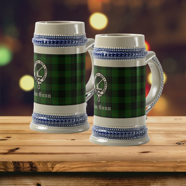 Chope À Bière Clan Gunn Crest Badge & Tartan (Créateur téléchargé)