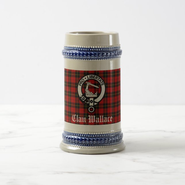 Chope À Bière Clan Wallace Crest Badge et Tartan (Centre)