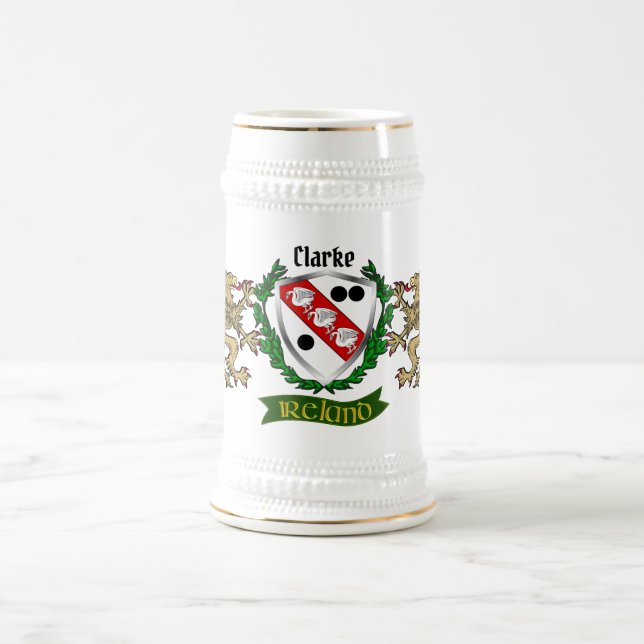 Chope À Bière Clarke Irish Shield Personnalisé (Centre)