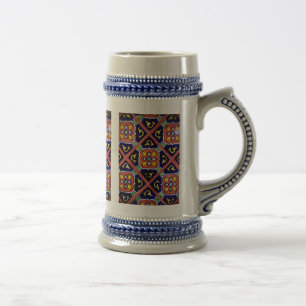 Chope À Bière Cobalt Blue Burange Orange Southwestern Tile Desig