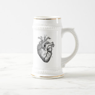 Chope À Bière Coeur anatomique Bière d'art Vintage Stein