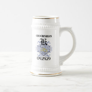 Chope À Bière Cœur de vœu de mariage monogramme