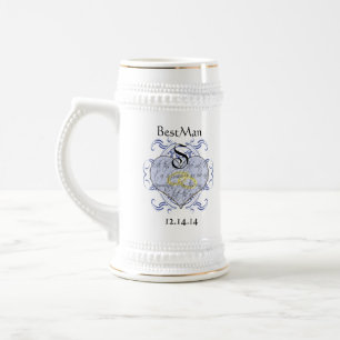 Chope À Bière Cœur de vœu de mariage monogrammé