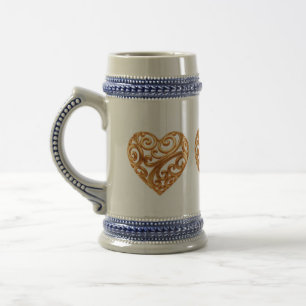 Chope À Bière Cœur Doré Intemporel Symbole d'Amour