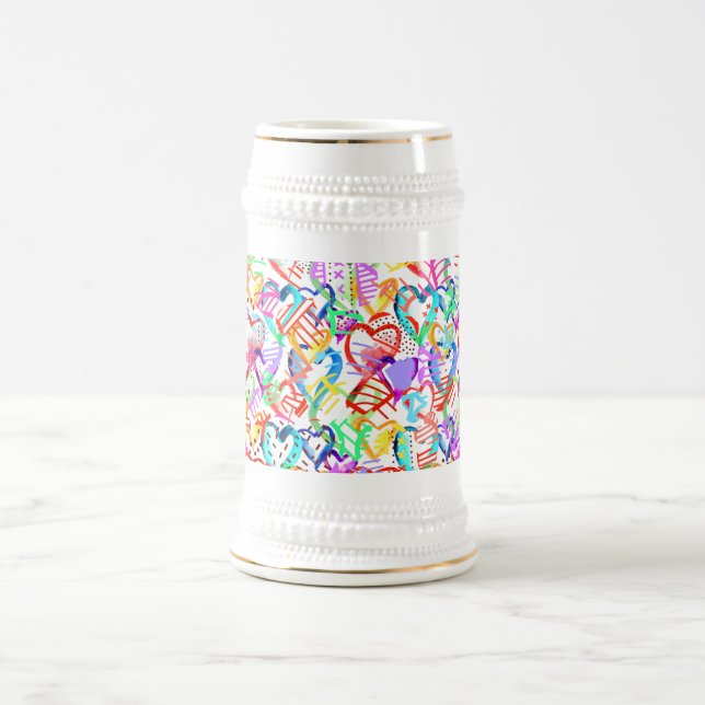 Chope À Bière Coeurs colorés mignons motif (Centre)