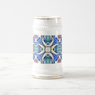 Chope À Bière Coeurs de mandala bleu motif Thunder_Cove