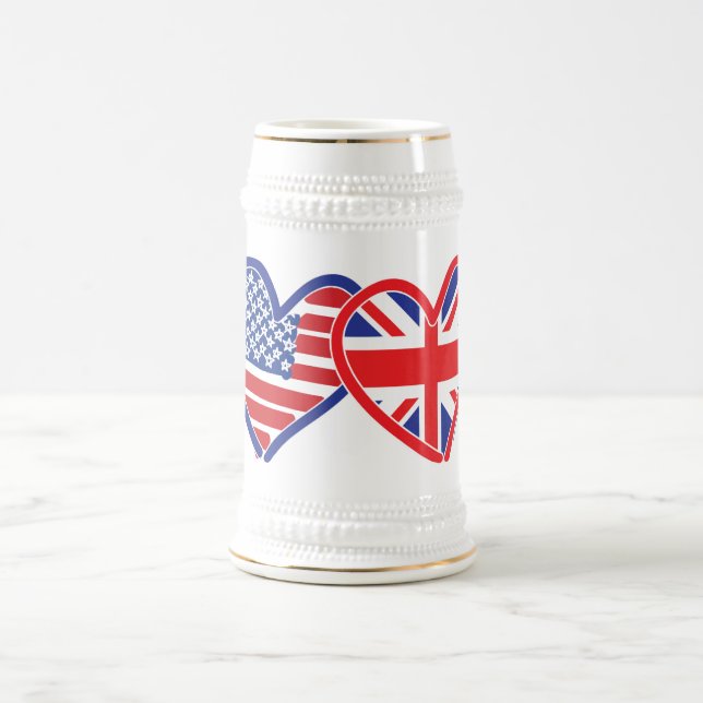 Chope À Bière Coeurs du drapeau américain/Union Jack (Centre)