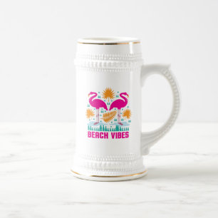 Chope À Bière Conception de flamants roses de vibes de plage