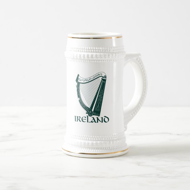 Chope À Bière Conception d'harpe de l'Irlande, harpe irlandaise (Devant droit)