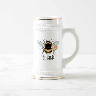 Chope À Bière Conception Florale Mignonne Abeille Inspirante Soi