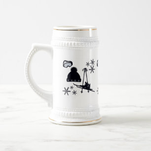 Chope À Bière Conceptions de ski & d'hiver noires 