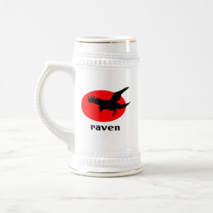 Chope À Bière Corbeau au soleil rouge