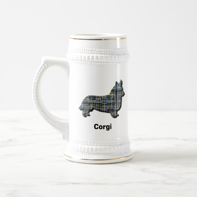 Chope À Bière Corgi Welsh Chien Silhouette Jaune et Grille noire (Gauche)