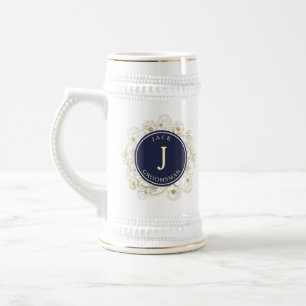 Chope À Bière Costume de Garçon d'Honneur Bleu Marine Moderne