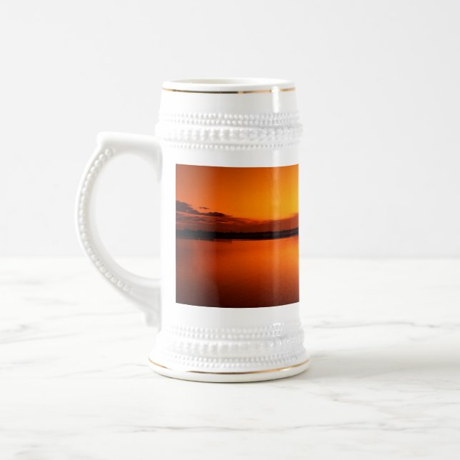 Chope À Bière Coucher de soleil, bateau d'aviron Silhouette-1649 (Gauche)