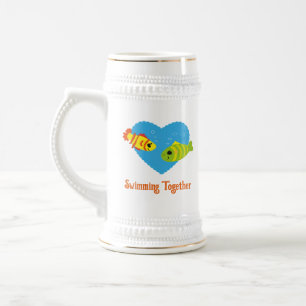 Chope À Bière Couple de poissons nageant ensemble sur mesure Amo