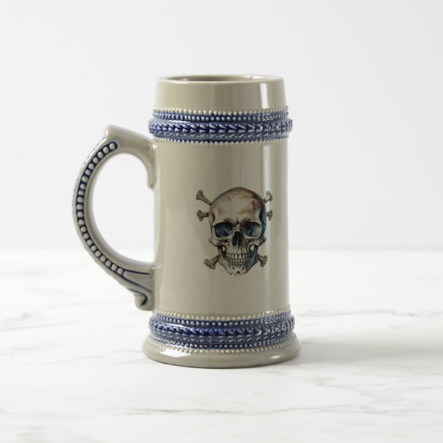 Chope À Bière crâne et os d'halloween (Gauche)