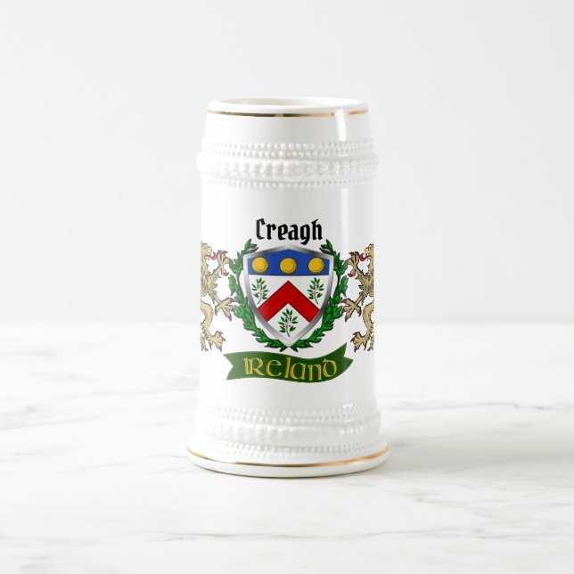Chope À Bière Creagh Irish Shield Personnalisé (Centre)
