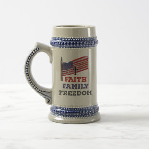 Chope À Bière Croix de la liberté de la famille de foi avec drap