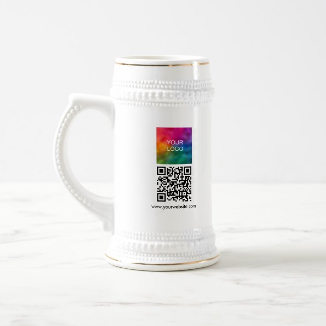Chope À Bière Custom QR Code Modern Elegant Upload Logo (Gauche)