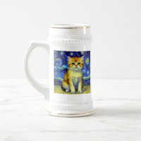 Cute Kitten Starry Night Van Gogh