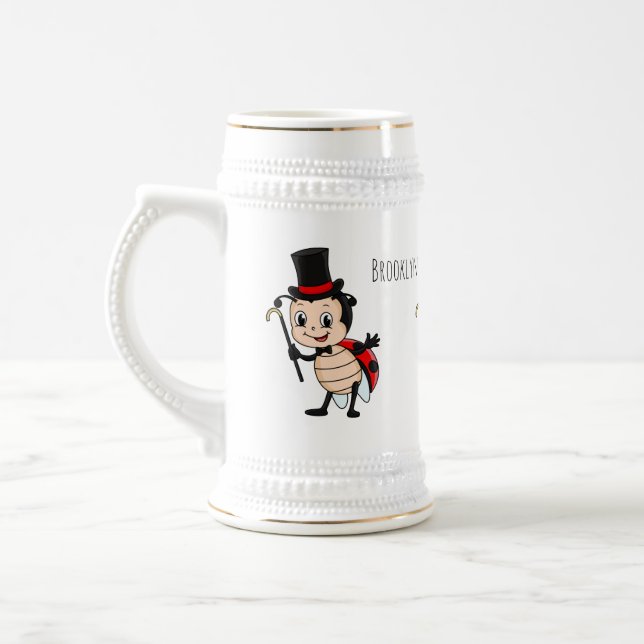 Chope À Bière Cute ladybug with top hat and tie cartoon (Gauche)