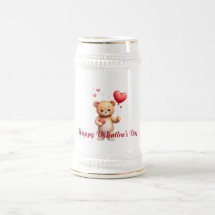 Chope À Bière Cute Teddy Bear avec Cœur – Joyuse Saint-Valentin