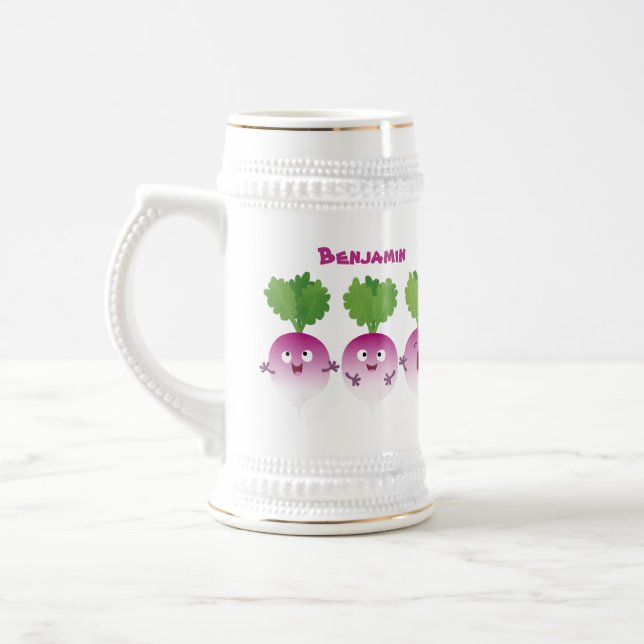 Chope À Bière Cute turnip légumes trio chanter dessin animé (Gauche)