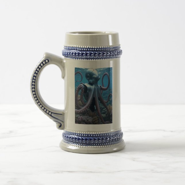 Chope À Bière Cyber Octopus droite bleu stein (Gauche)