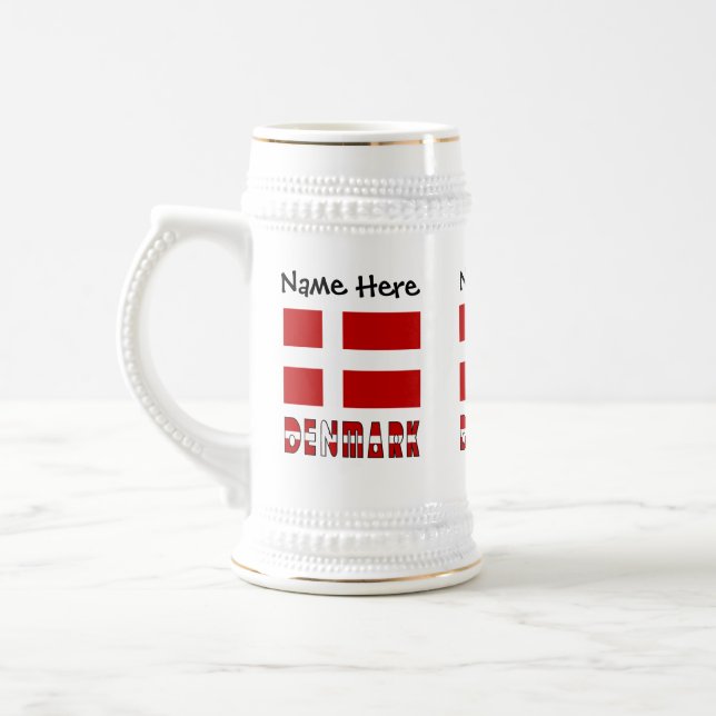 Chope À Bière Danemark et Drapeau Danois Personnalisés  (Gauche)